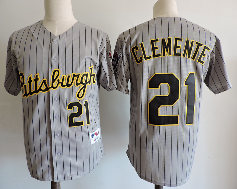 Pirates 21 Roberto Clemente Gray 1997 Throwback Turn Back The Clock Jersey